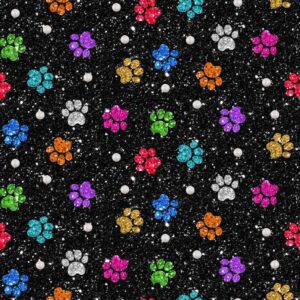 Black Paw Prints 3 Inch repeat # 1739-99