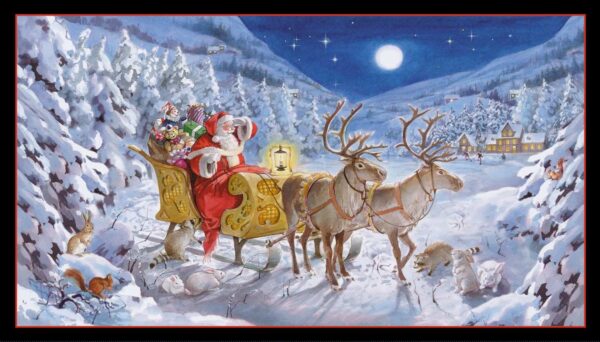 Santa Claus Is Coming Panel Black Christmas ELIZ121124 (24 x 44)# 26000E-BLK