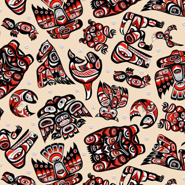 Cream/Red Native American Symbols # 585E-CRMRED