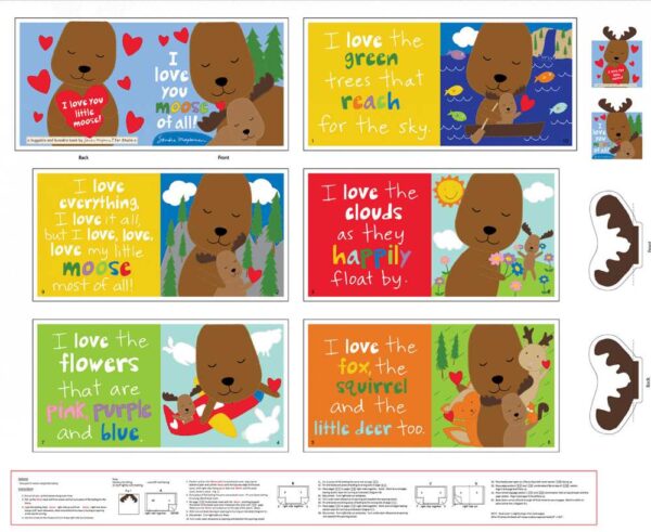 Multi I Love You Moose Book 36 Inch repeat # 8182PS-01