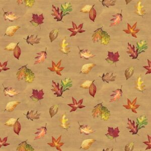Covered Bridges in Fall Leaf Toss Gold # CD16211R-GOLD