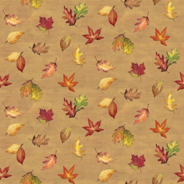 Covered Bridges in Fall Leaf Toss Gold # CD16211R-GOLD