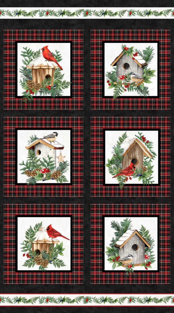 Northcott Winter Song Birdhouse Panel - DP27800-99