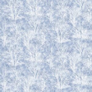 Northcott Winter Jays Flannel White Trees - F27202-44