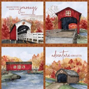 Covered Bridges in Fall 35 1/2in x 43in Pillow Panel # PD16217R-PANEL