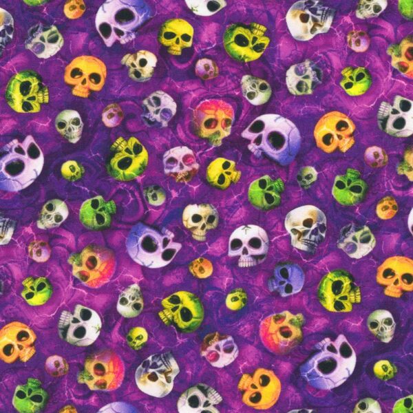 Skulls Violet Quilting Cotton Halloween # RCCD2308822