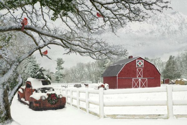December Frosted Holiday Panel 29.5 x 42.5 # X5561H-597