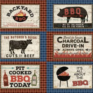 Multi Color Backyard BBQ Digital 36" Placemat Panel # Y4414-55