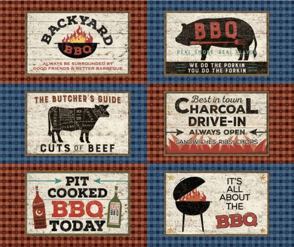 Multi Color Backyard BBQ Digital 36" Placemat Panel # Y4414-55