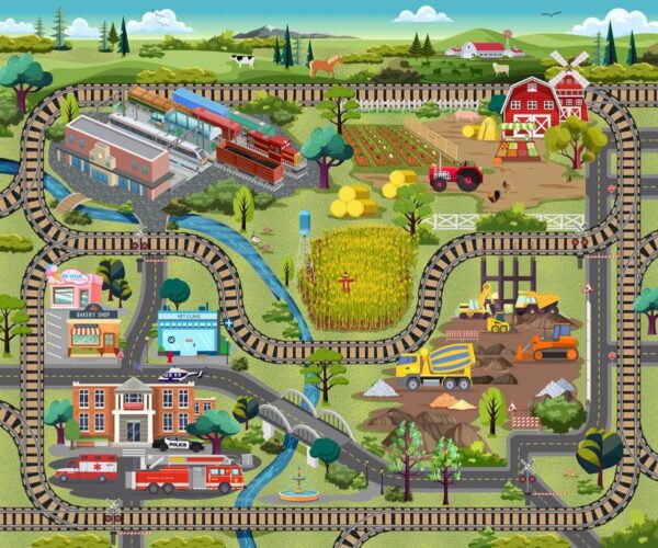 Multi Color Let's Go Digital 36" Canvas Play Mat # Y4462-55