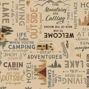 Light Caramel Flannel Words # Y4536-64