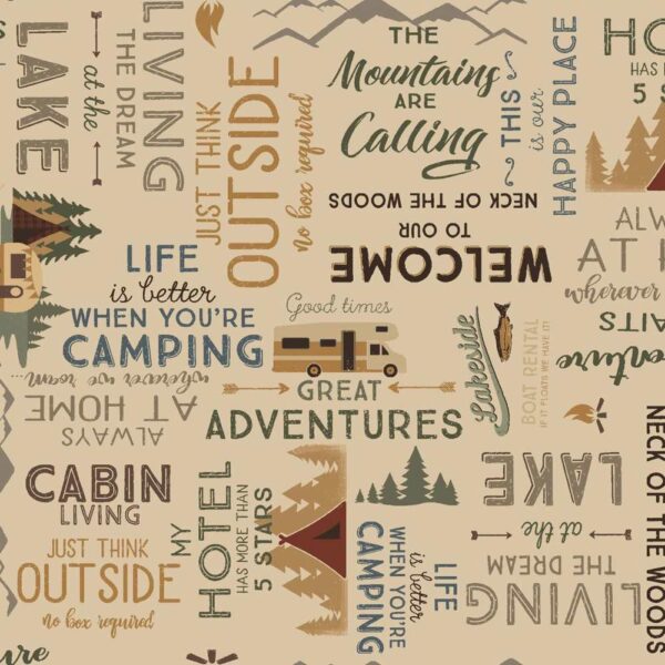 Light Caramel Flannel Words # Y4536-64