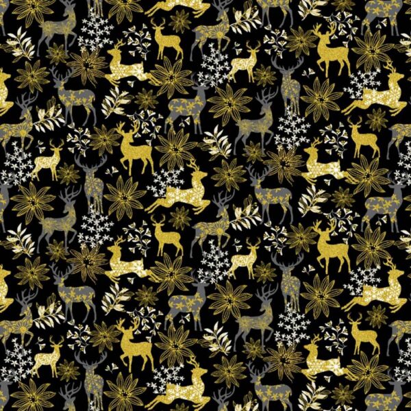 Black Deer & Floral Metallic # CM3623-BLACK